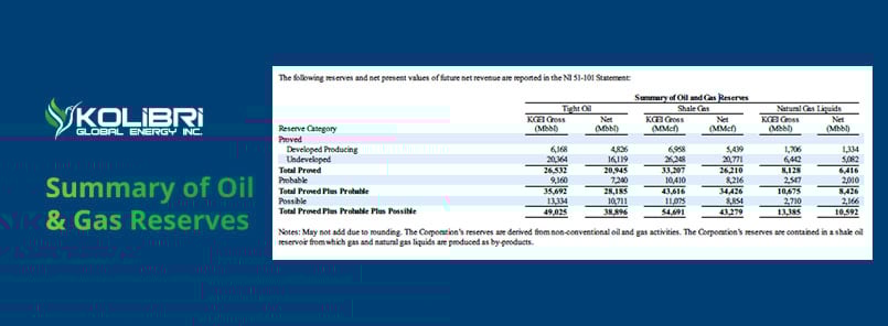 Kolibry Summary of Reserves