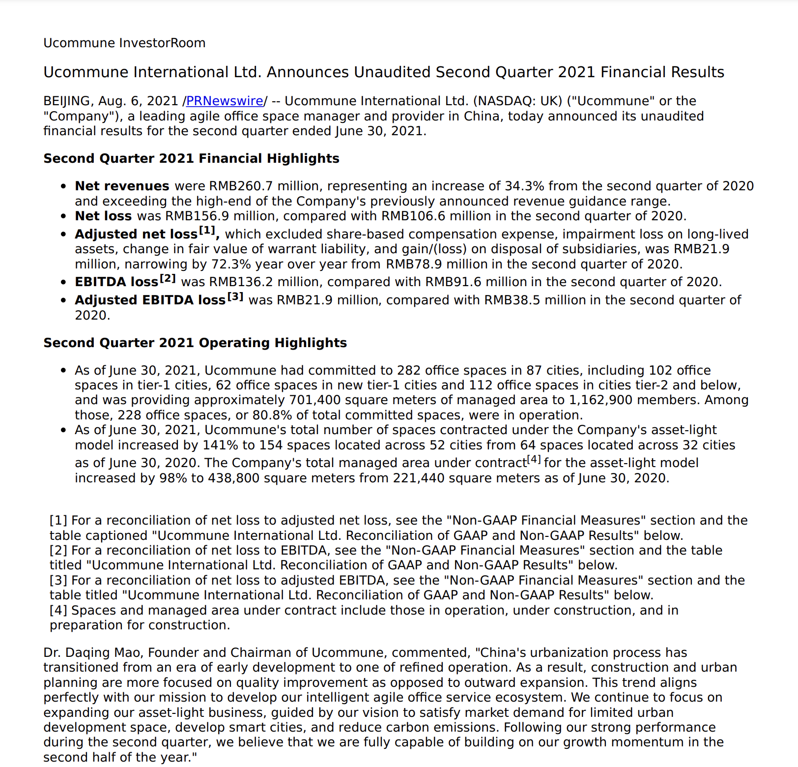 Ucommune Q2 Financial Results